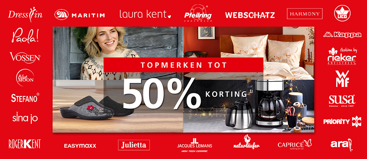 Artikelen van topmerken tot 50% afgeprijsd