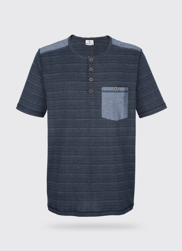 Shirt met beleg van chambray